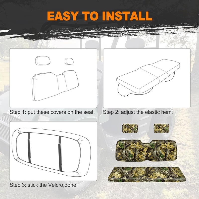 BORDAN UTV Waterproof Seat Cover for 2002-2008 Polaris Ranger 500 700 800(Front Seat Only), Heavy Duty 1680D Split Bench Seats Cover for UTV Full Protection Outdoor Camo(4 PCS) - Image 5